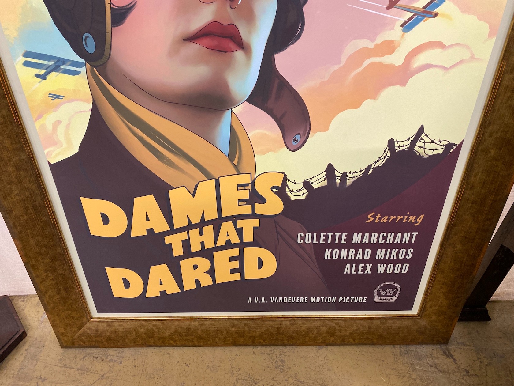 A framed pastiche film poster 'Dames That Dared', 151 x 113cm